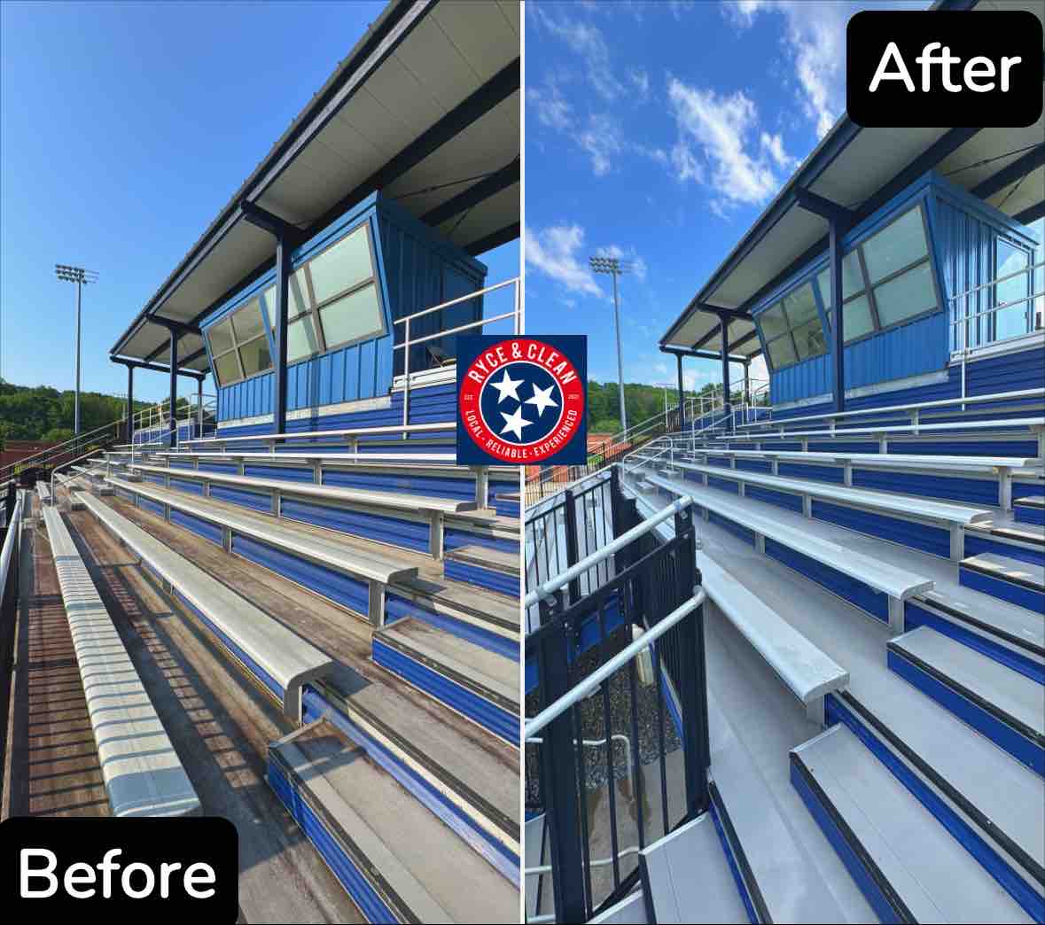 Commercial Pressure Washing at ETSU Soccer Stadium – Stunning Results by Ryce & Clean
