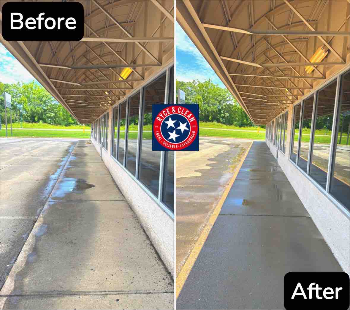 Concrete Cleaning in Johnson City, TN – Future Home of ETSU Alumni Hall Store Sparkles Thanks to Ryce and Clean!